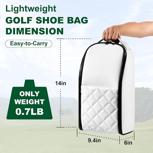 Premium PU Leather Golf Shoe Bag for Men & Women,Lightweight Golf Shoes Organizer with Smooth Full-Zip Opening, Travel Golf Shoe Bag with Handle (White) in Saudi Arabia