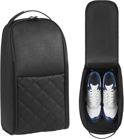 Premium PU Leather Golf Shoe Bag for Men & Women,Lightweight Golf Shoes Organizer with Smooth Full-Zip Opening, Travel Golf Shoe Bag with Handle (White) in Kuwait