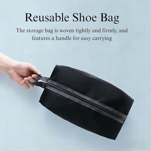 حقيبة أحذية للسفر مقاومة للماء، حقيبة تخزين أحذية محمولة بسحاب للأحذية الرياضية وصالة الألعاب الرياضية والجولف والأمتعة وأساسيات السفر، باللون الأسود in Kuwait
