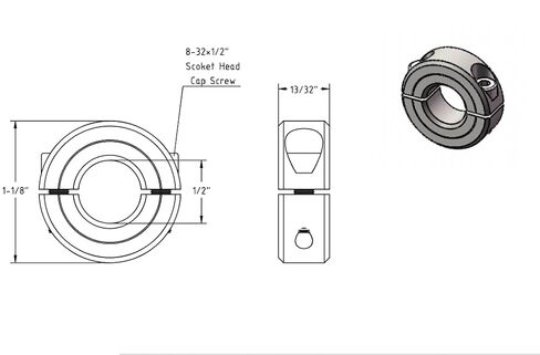 Shaft Collar Carbon Steel Material Double Split Set Screw Suitable for Machinery and Industrial Use (4, 1/2'') in Saudi Arabia