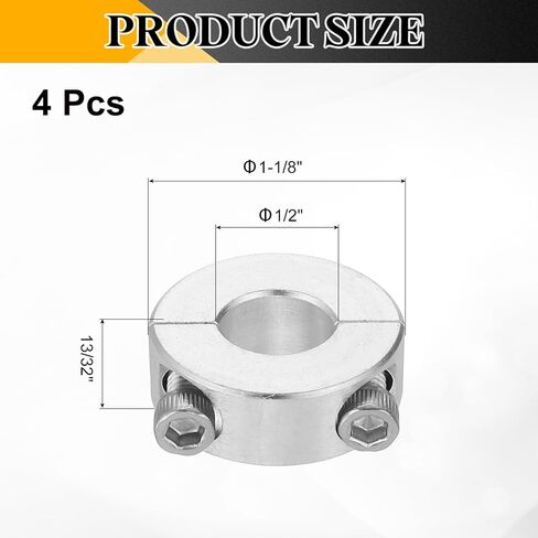 uxcell 2 Pcs Double Split Shaft Collar 1-3/8" Bore, Two-Piece Clamping Collar 2-1/4" OD, Clamp-On Set Screw Collars (2024 Aluminum) in Saudi Arabia