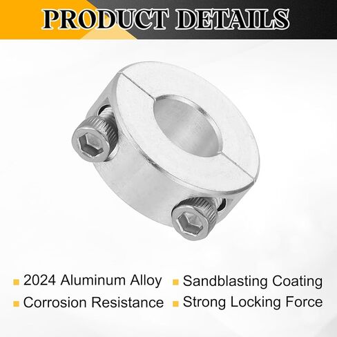 uxcell 2 Pcs Double Split Shaft Collar 1-3/8" Bore, Two-Piece Clamping Collar 2-1/4" OD, Clamp-On Set Screw Collars (2024 Aluminum) in Saudi Arabia