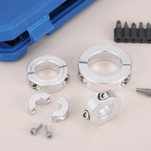 uxcell 2 Pcs Double Split Shaft Collar 1-3/8" Bore, Two-Piece Clamping Collar 2-1/4" OD, Clamp-On Set Screw Collars (2024 Aluminum) in Saudi Arabia