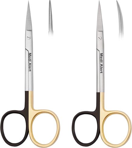 Set of Two Iris Micro Dissecting Scissors 4.5" STR/CVD Serrated Super-Cut Fine Point Skin Tag Medical Surgical Gum Suture Eye Dental Scissors Perfect for Doctors, Nurses, Students Training in Saudi Arabia