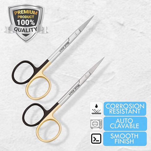 Set of Two Iris Micro Dissecting Scissors 4.5" STR/CVD Serrated Super-Cut Fine Point Skin Tag Medical Surgical Gum Suture Eye Dental Scissors Perfect for Doctors, Nurses, Students Training in Saudi Arabia