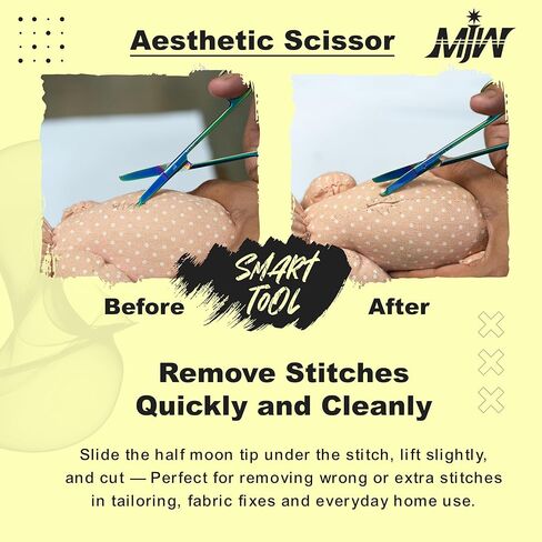 مقص خياطة من الفولاذ المقاوم للصدأ MJW مع طلاء تيتانيوم متعدد الألوان/قوس قزح - مقص تشذيب دقيق للتطريز والخياطة المتقاطعة واللحف والخياطة وعشاق الحرف اليدوية والمزيد in Kuwait