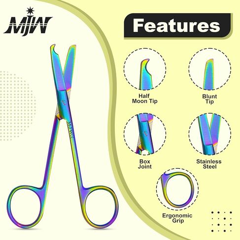مقص خياطة من الفولاذ المقاوم للصدأ MJW مع طلاء تيتانيوم متعدد الألوان/قوس قزح - مقص تشذيب دقيق للتطريز والخياطة المتقاطعة واللحف والخياطة وعشاق الحرف اليدوية والمزيد in Kuwait