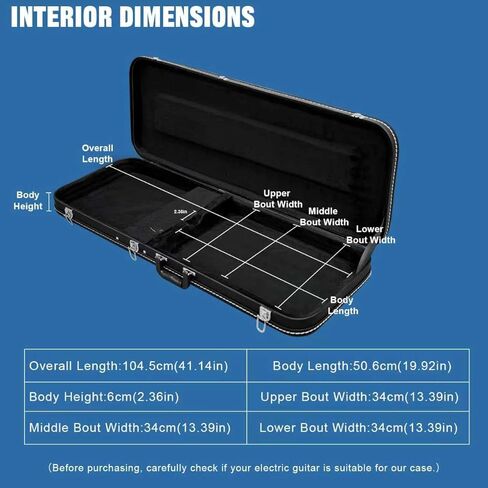 Electric Guitar Hard Case, Heavy-Duty Hard-Shell for Fender Strat/Tele, Multi-Layer Protection with PVC Shell & Plush Interior, Includes Storage Compartment,Black in Saudi Arabia