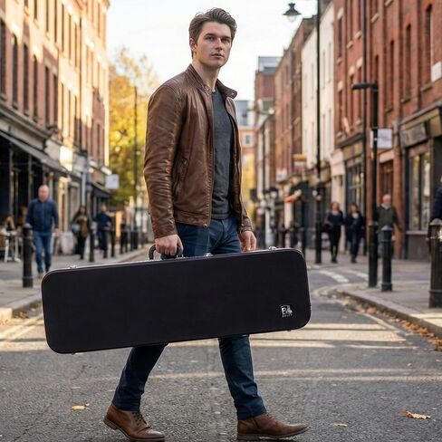 Electric Guitar Hard Case, Heavy-Duty Hard-Shell for Fender Strat/Tele, Multi-Layer Protection with PVC Shell & Plush Interior, Includes Storage Compartment,Black in Saudi Arabia