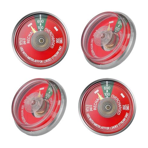 4PCS 100 Psi Water Fire Extinguisher Gauge for Stainless Steel Water Fire Extinguishers, Fits Amerex, Ansul, Badger, 1/8" NPT Thread, Stainless Steel Body, Clear Dial in Saudi Arabia