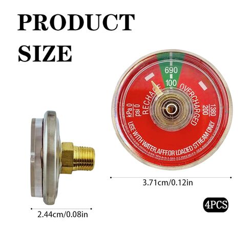 4PCS 100 Psi Water Fire Extinguisher Gauge for Stainless Steel Water Fire Extinguishers, Fits Amerex, Ansul, Badger, 1/8" NPT Thread, Stainless Steel Body, Clear Dial in Saudi Arabia