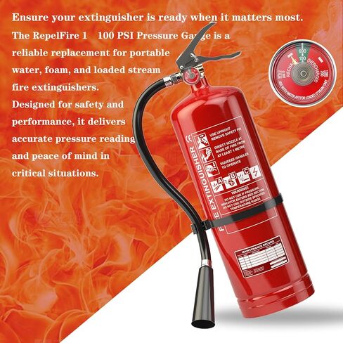 4PCS 100 Psi Water Fire Extinguisher Gauge for Stainless Steel Water Fire Extinguishers, Fits Amerex, Ansul, Badger, 1/8" NPT Thread, Stainless Steel Body, Clear Dial in Saudi Arabia