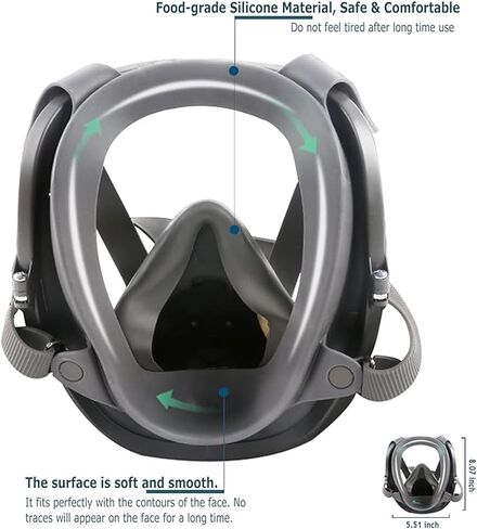 Reusable Full Facepiece, Full Face Cover Protection from Dust and Organic Vapors, Perfect for Paint, Sanding, Polishing, Spraying and Other Work in Kuwait