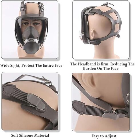 Reusable Full Facepiece, Full Face Cover Protection from Dust and Organic Vapors, Perfect for Paint, Sanding, Polishing, Spraying and Other Work in Kuwait