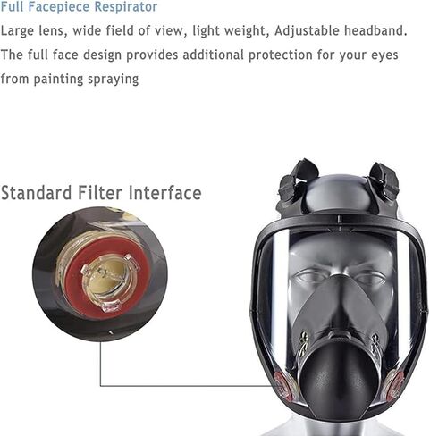 Reusable Full Facepiece, Full Face Cover Protection from Dust and Organic Vapors, Perfect for Paint, Sanding, Polishing, Spraying and Other Work in Kuwait