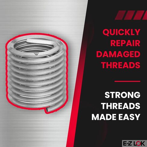E-Z LOK Coil Threaded Insert for Metal 18-8 Stainless Steel Helical Wire Thread Insert 9/16-12 Internal Threads, 0.844" Length, Pack of 5 in Saudi Arabia