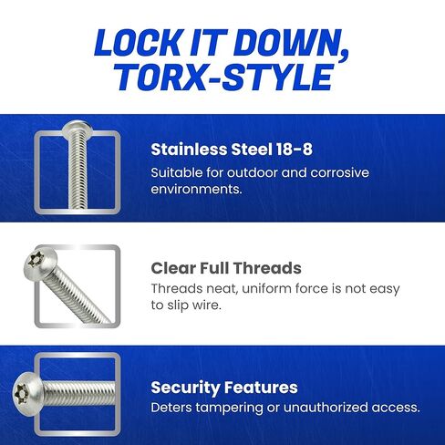 Fastenere Torx Security Machine Screws, 1/4-20 x 1 Stainless Steel, Tamper-Resistant Button Head Electrical Outlet Screws for Wall Plates, Panels, Fixtures, Covers & Metal Enclosures, (10 Pack) in Saudi Arabia