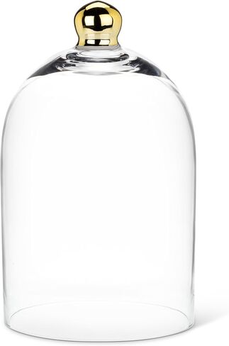 Abbott Collection Large Bell Shaped Cloche with Gold Knob - Glass, Clear/Gold (9.5" H) in Saudi Arabia