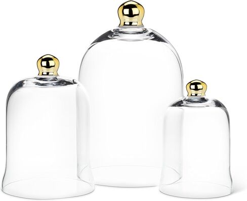 Abbott Collection Large Bell Shaped Cloche with Gold Knob - Glass, Clear/Gold (9.5" H) in Saudi Arabia