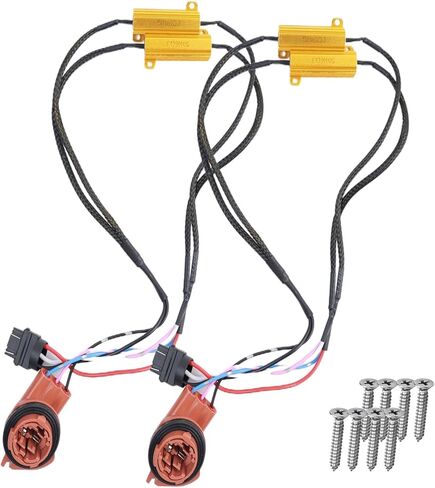 Upgraded 3157 3157a Led Resistor Turn Signal with Metal Screws Plug and Play, 3157 4157 Load Resistors Harness Fix Hyper Flash Error Decoder Switchback Led Resistor Kit 2 Pack 50W 6 Ohm in Kuwait