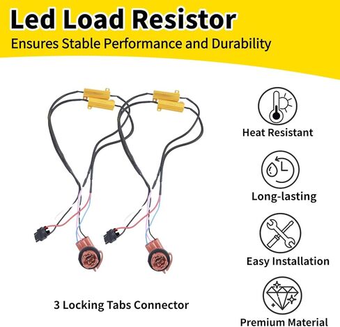 Upgraded 3157 3157a Led Resistor Turn Signal with Metal Screws Plug and Play, 3157 4157 Load Resistors Harness Fix Hyper Flash Error Decoder Switchback Led Resistor Kit 2 Pack 50W 6 Ohm in Kuwait