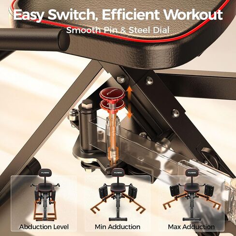 FLYBIRD 2-in-1 Hip Abductor & Adductor Machine, Lower Body Glute & Inner Thigh Workout Equipment for Home Gym, 6 Adjustable Resistance Bands and Dual Foot Bar in Kuwait