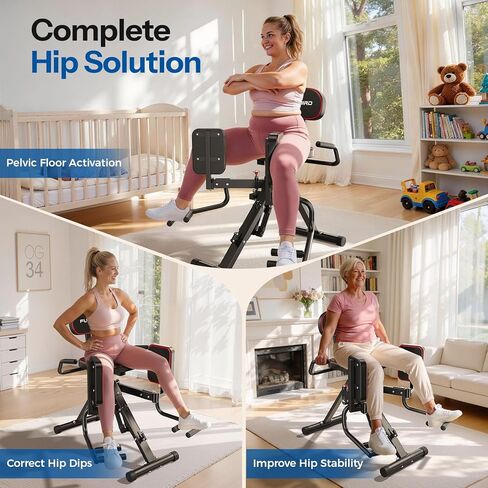 FLYBIRD 2-in-1 Hip Abductor & Adductor Machine, Lower Body Glute & Inner Thigh Workout Equipment for Home Gym, 6 Adjustable Resistance Bands and Dual Foot Bar in Kuwait