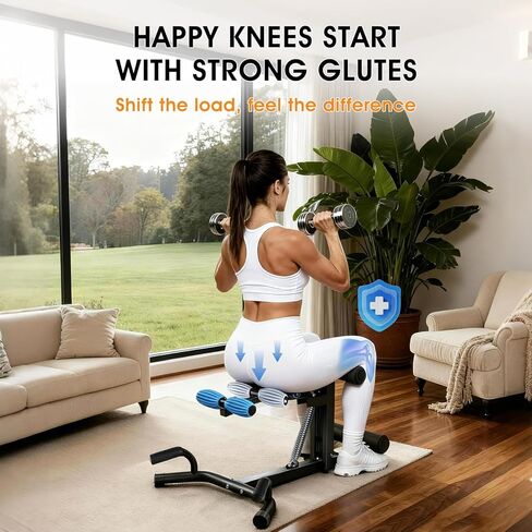 آلة القرفصاء القابلة للتعديل للنساء، مدرب عضلات الأرداف للصالة الرياضية المنزلية، معدات تمرين الساق والأساسية بأربعة مستويات مع دعم القرفصاء العميق، سعة 300 رطل in Kuwait