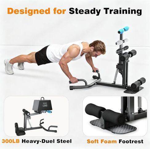 آلة القرفصاء القابلة للتعديل للنساء، مدرب عضلات الأرداف للصالة الرياضية المنزلية، معدات تمرين الساق والأساسية بأربعة مستويات مع دعم القرفصاء العميق، سعة 300 رطل in Kuwait