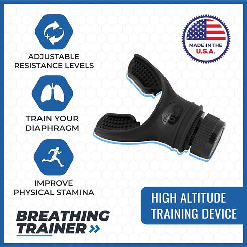 Compact Breathing Exercise Device for Lungs Made in USA Respiratory Lung Exerciser Device with Adjustable Valve - Diaphragm & Core Trainer Device for Athletes o2 Portable Breathing Trainer in Saudi Arabia