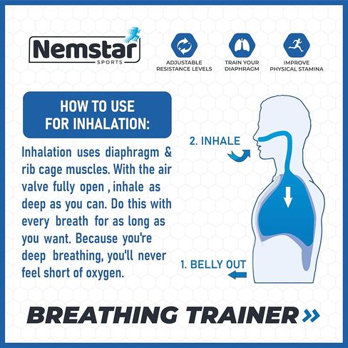 Compact Breathing Exercise Device for Lungs Made in USA Respiratory Lung Exerciser Device with Adjustable Valve - Diaphragm & Core Trainer Device for Athletes o2 Portable Breathing Trainer in Saudi Arabia