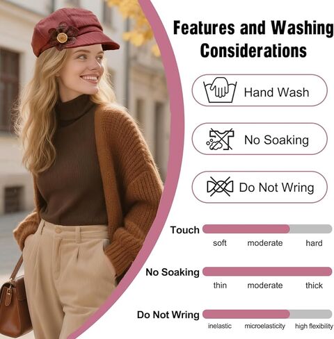 4 Pcs Womens Newsboy Cap Women Retro Classic Visor Newsboy Cabbie Cap Beret Hats with Flower Buckle for Woman Ladies Cabbie Fiddler dressie Newsboy Hats for Girls Gift Black in Kuwait