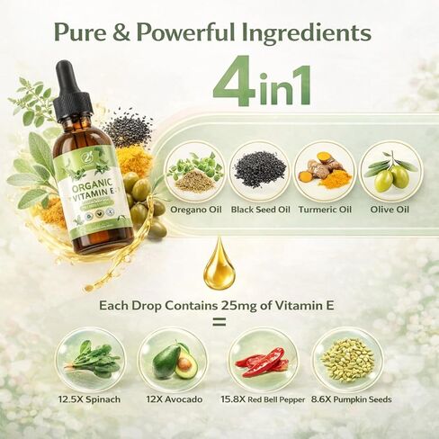 Oregano Oil Organic Drops - 80% Carvacrol, Extra Strength & Undiluted - with Black Seed Oil, Turmeric & Vitamin E - Oil of Oregano Supplement for Immune and Digestive Support - Vegan, 2 Fl Oz in Saudi Arabia