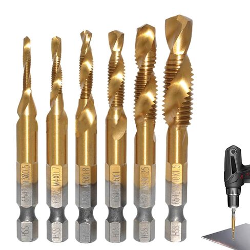 Tap Bit Set,Hexagonal Shank Deburring Threading Bit,Combination Drill Tap Set | for Metalworking Woodworking Industry Automotive Construction Garage Electrician Plumbing Workshop in Saudi Arabia
