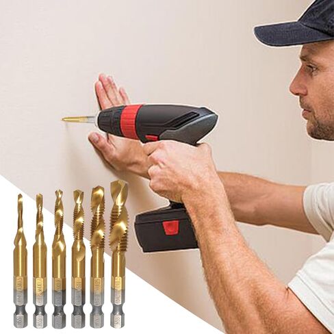Tap Bit Set,Hexagonal Shank Deburring Threading Bit,Combination Drill Tap Set | for Metalworking Woodworking Industry Automotive Construction Garage Electrician Plumbing Workshop in Saudi Arabia