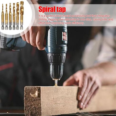Tap Bit Set,Hexagonal Shank Deburring Threading Bit,Combination Drill Tap Set | for Metalworking Woodworking Industry Automotive Construction Garage Electrician Plumbing Workshop in Saudi Arabia