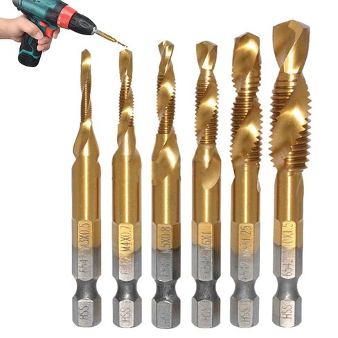 Tap Bit Set,Hexagonal Shank Deburring Threading Bit,Combination Drill Tap Set | for Metalworking Woodworking Industry Automotive Construction Garage Electrician Plumbing Workshop in Saudi Arabia