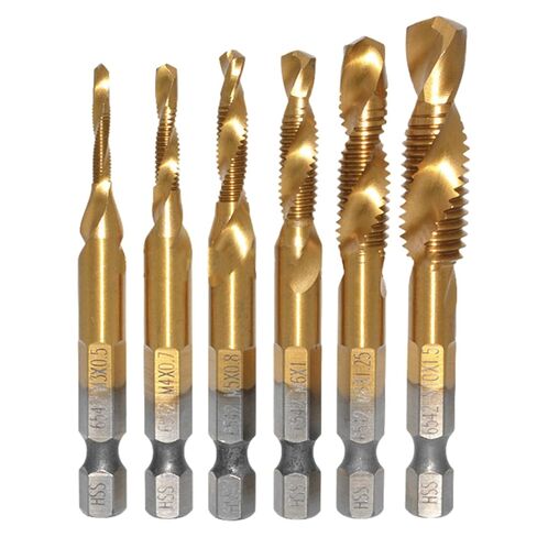 Tap Bit Set,Hexagonal Shank Deburring Threading Bit,Combination Drill Tap Set | for Metalworking Woodworking Industry Automotive Construction Garage Electrician Plumbing Workshop in Saudi Arabia
