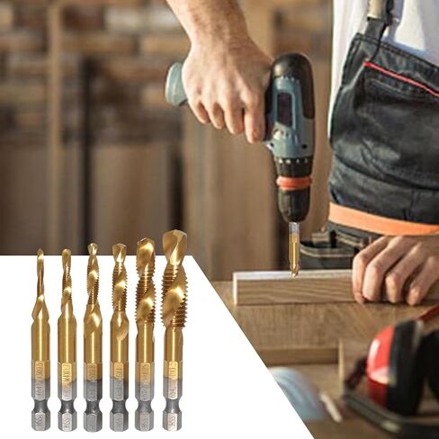 Tap Bit Set,Hexagonal Shank Deburring Threading Bit,Combination Drill Tap Set | for Metalworking Woodworking Industry Automotive Construction Garage Electrician Plumbing Workshop in Saudi Arabia