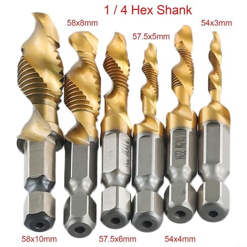 12pcs Drill Tap Combination Coated HSS, Titanium Plated Hex Shank HSS Screw Thread Metric Tap Drill Compound Tap in Saudi Arabia