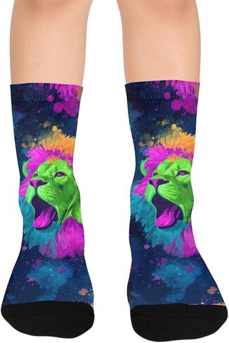 Vector Watercolore Lions Hiking Socks - Toddler Boys & Girls Warm Thick Thermal Winter Crew Socks for School, Daily Wear & Outdoor Activities in Saudi Arabia