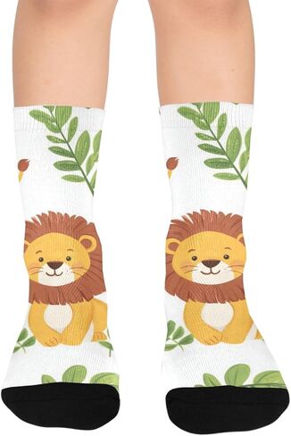 جوارب لطيفة للمشي لمسافات طويلة على شكل حيوانات الحياة البرية على شكل أسد - جوارب شتوية حرارية سميكة دافئة للأولاد والبنات للمدرسة، والارتداء اليومي والأنشطة الخارجية in Kuwait