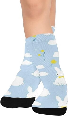 Bunny Cloud Blue Hiking Socks - Toddler Boys & Girls Warm Thick Thermal Winter Crew Socks for School, Daily Wear & Outdoor Activities in Saudi Arabia