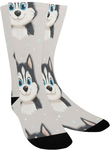 Artistic Husky Puppy Pattern Hiking Socks - Toddler Boys & Girls Warm Thick Thermal Winter Crew Socks for School, Daily Wear & Outdoor Activities in Saudi Arabia