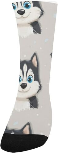 Artistic Husky Puppy Pattern Hiking Socks - Toddler Boys & Girls Warm Thick Thermal Winter Crew Socks for School, Daily Wear & Outdoor Activities in Saudi Arabia