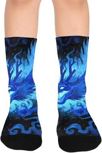 A Blue Fire Dragon Hiking Socks - Toddler Boys & Girls Warm Thick Thermal Winter Crew Socks for School, Daily Wear & Outdoor Activities in Saudi Arabia