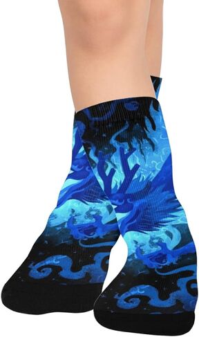A Blue Fire Dragon Hiking Socks - Toddler Boys & Girls Warm Thick Thermal Winter Crew Socks for School, Daily Wear & Outdoor Activities in Saudi Arabia