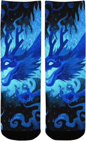 A Blue Fire Dragon Hiking Socks - Toddler Boys & Girls Warm Thick Thermal Winter Crew Socks for School, Daily Wear & Outdoor Activities in Saudi Arabia