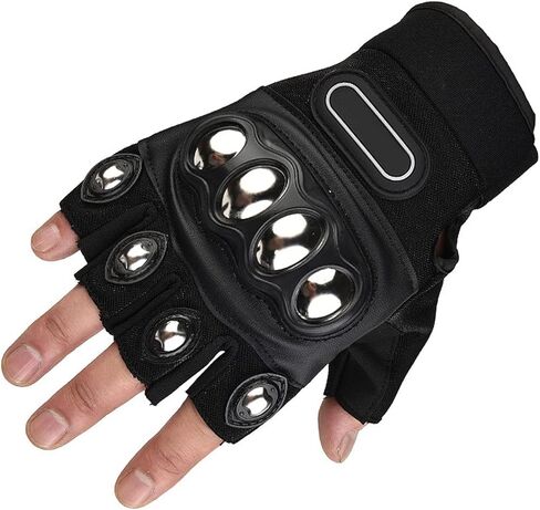 Tactical Gloves for Men and Women - Steel Fingerless Motorcycle Gloves With Hard Knuckle Shell - Leather Riding for Shooting, Cycling, Paintball, Driving, and Hunting in Saudi Arabia
