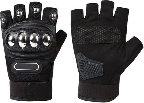 Tactical Gloves for Men and Women - Steel Fingerless Motorcycle Gloves With Hard Knuckle Shell - Leather Riding for Shooting, Cycling, Paintball, Driving, and Hunting in Saudi Arabia